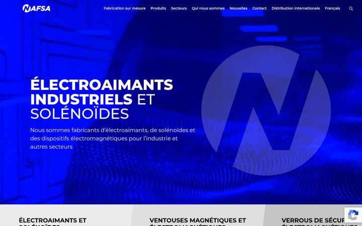 Screenshot stránky electroaimants-nafsa.fr