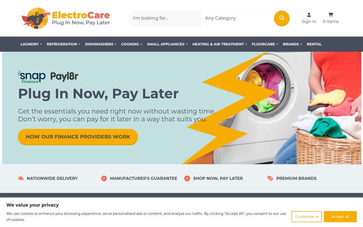 Skärmbild av electrocare.uk