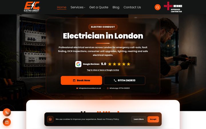 Skärmbild av electroconduct.co.uk