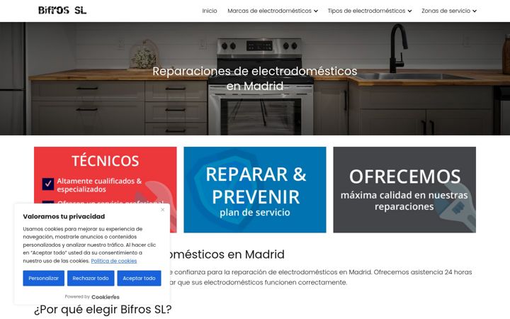 Snímek obrazovky electrodomesticosmadrid.net