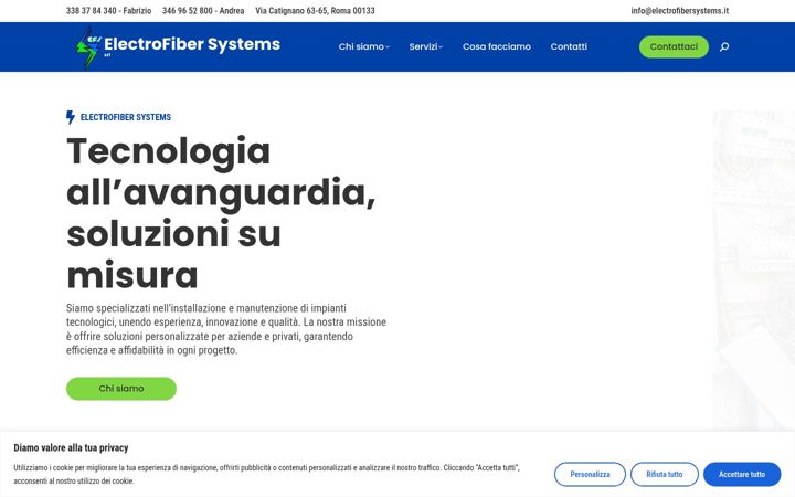 Snímek obrazovky electrofibersystems.it