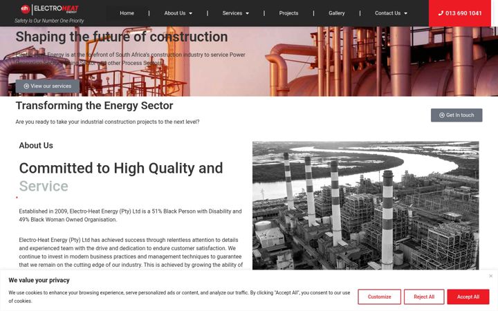 Snímek obrazovky electroheatenergy.co.za
