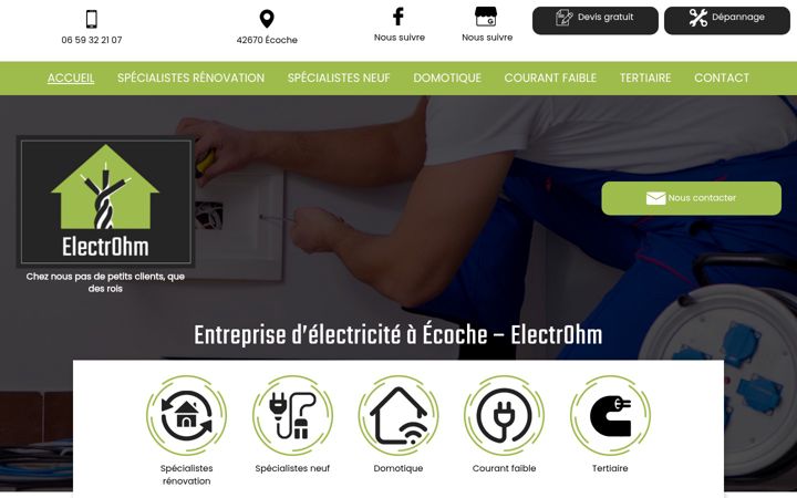Screenshot stránky electrohm42.fr