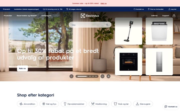 Posnetek zaslona electrolux.com
