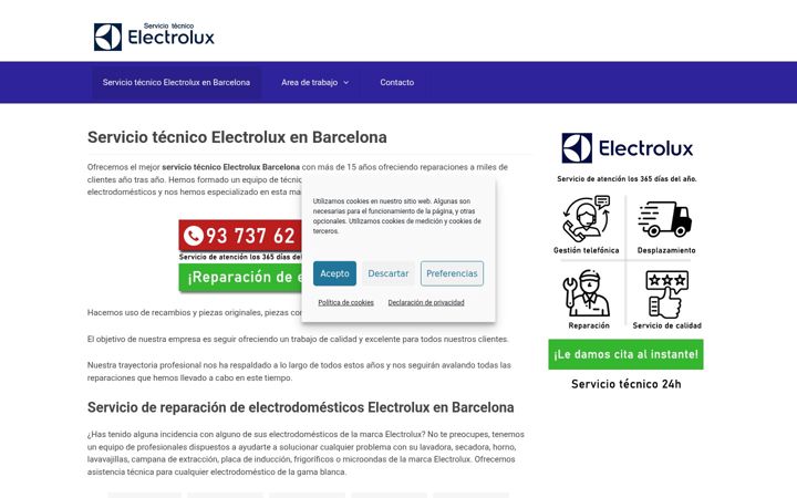 Captura de ecrã de electroluxserviciotecnico.es