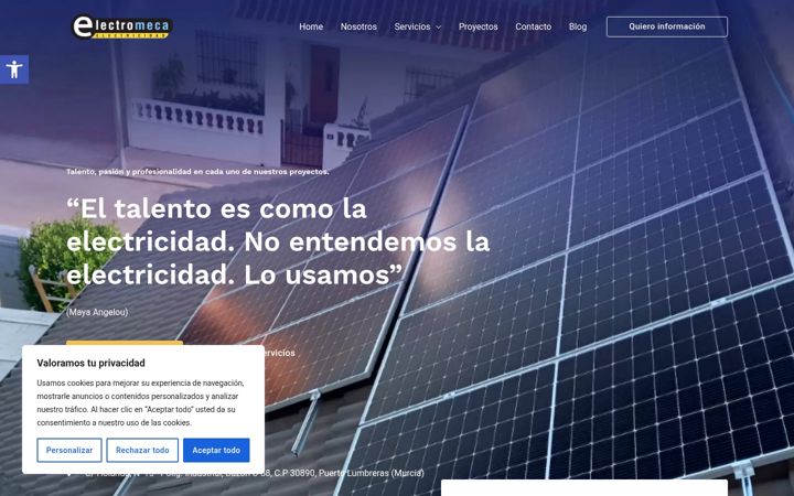Kuvakaappaus sivustosta electromeca.es