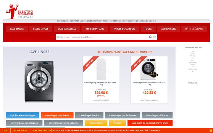 Screenshot of electromenager-compare.com