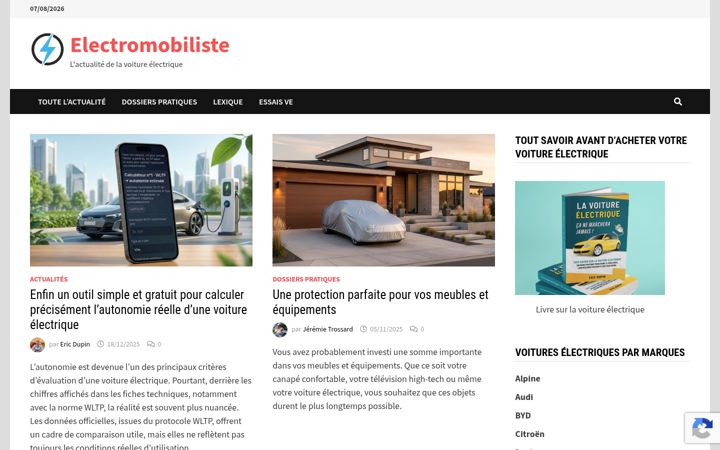 Screenshot stránky electromobiliste.fr