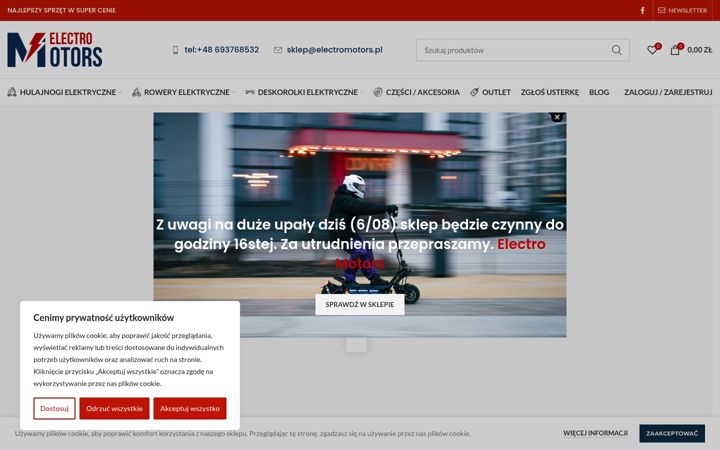 Ekraanipilt saidist electromotors.pl