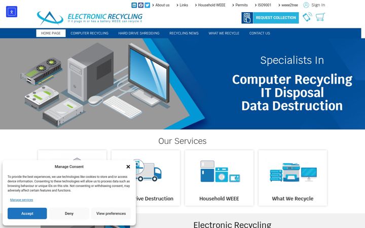 Skærmbillede af electronic-recycling.ie