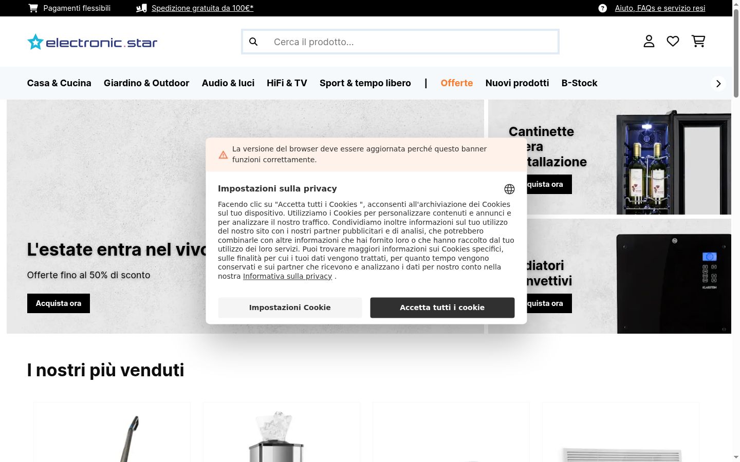 Ekrānuzņēmums ar piekrišanas baneri, kas tika rādīts pirms jebkādas mijiedarbības