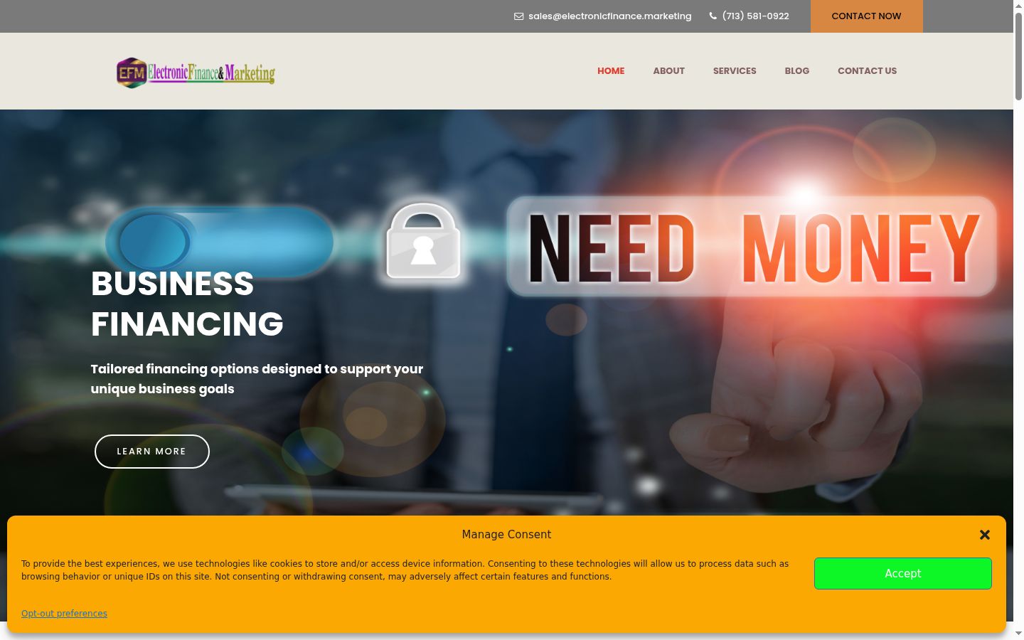 Screenshot of the consent banner shown before any interaction