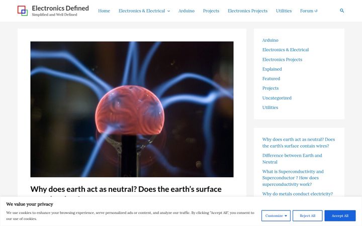 Screenshot of electronicsdefined.com