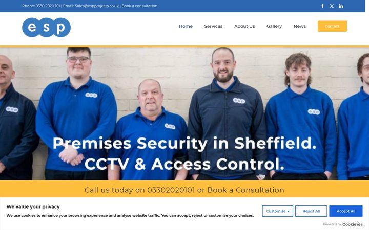 Snimka zaslona za electronicsecurityprotection.co.uk