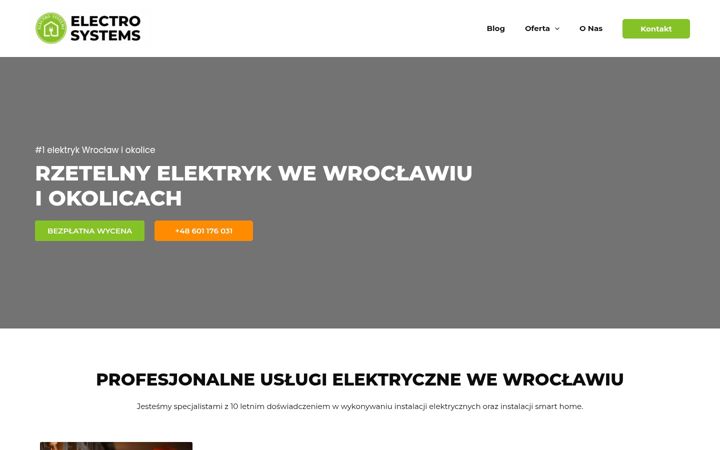 Ekraanipilt saidist electrosystems.pl