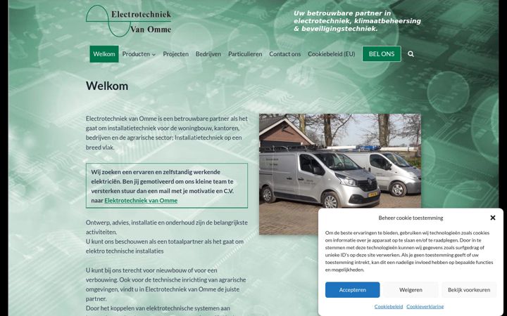 Ekrānuzņēmums no electrotechniekvanomme.nl