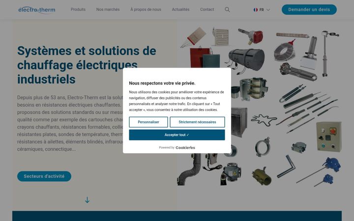 Screenshot stránky electrotherm.fr