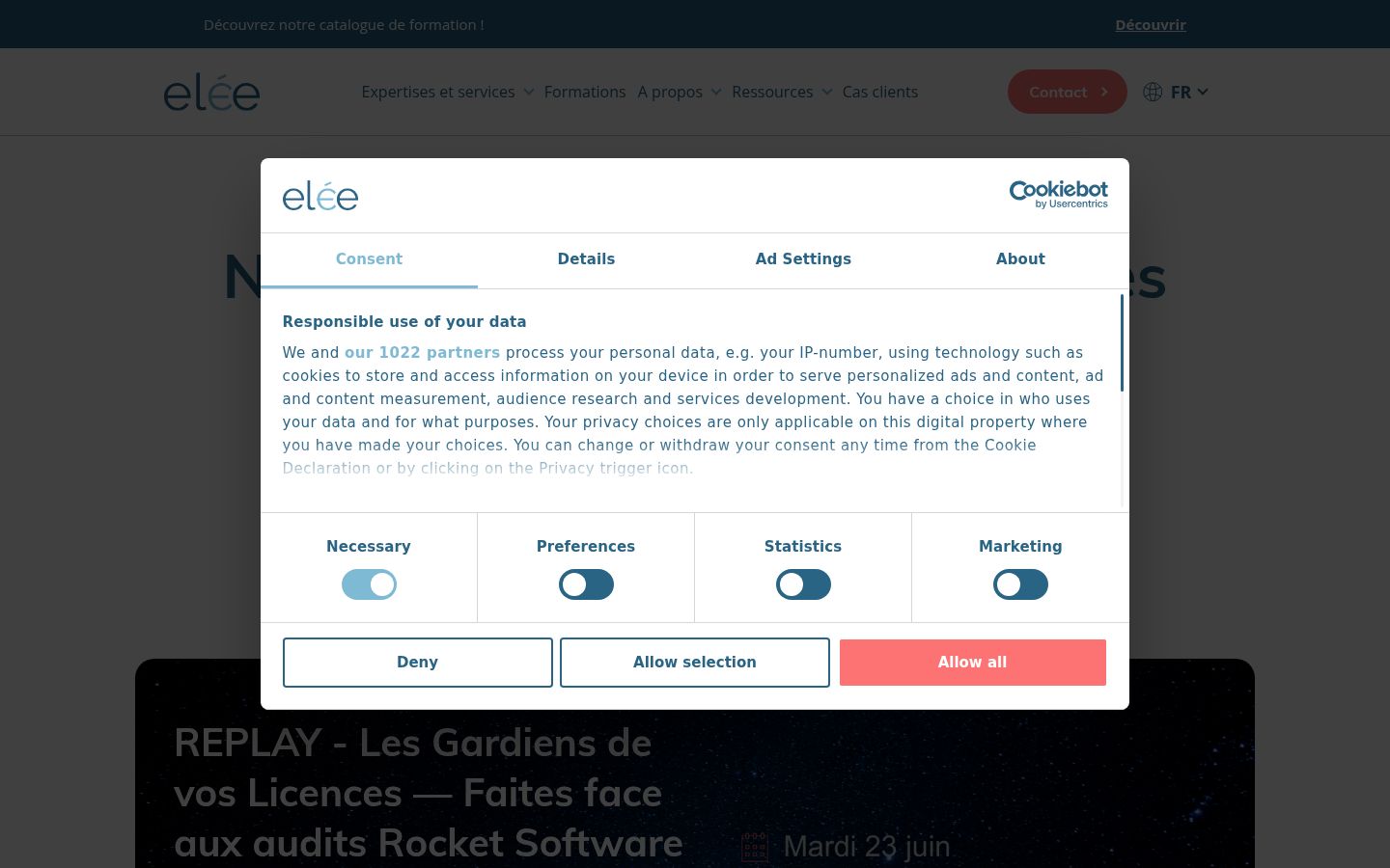 Screenshot of the consent banner shown before any interaction