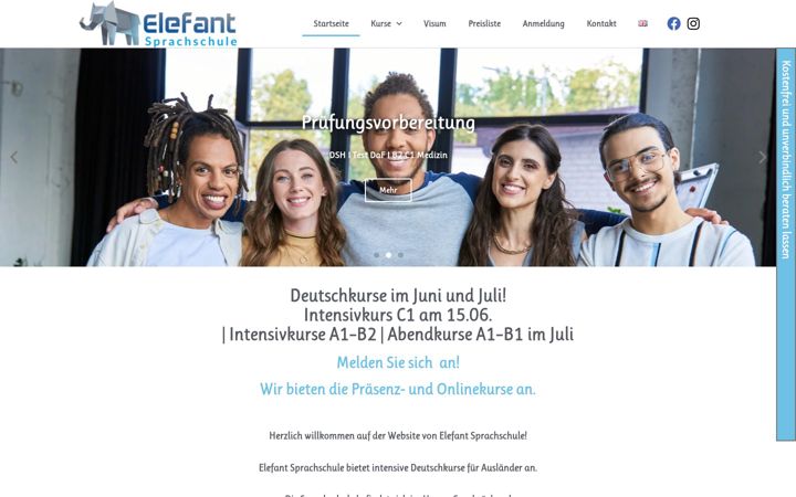 Screenshot van elefantschule.de