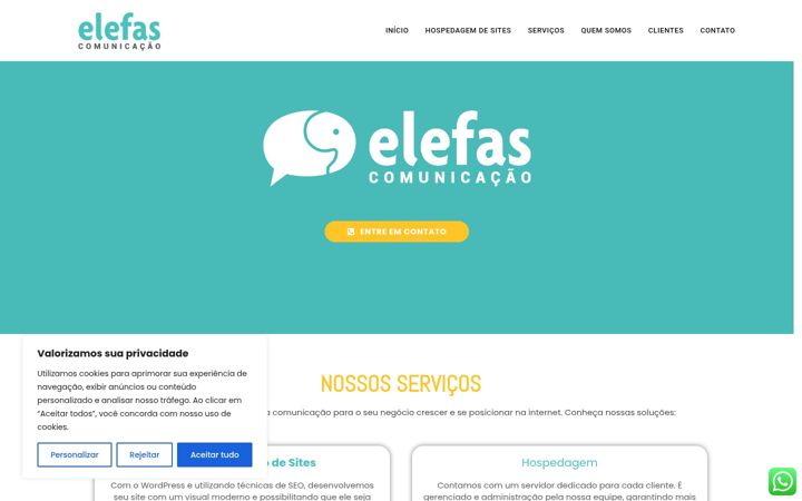 Screenshot stránky elefascomunicacao.com.br