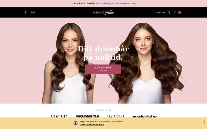 Snímek obrazovky elegance-hair.se