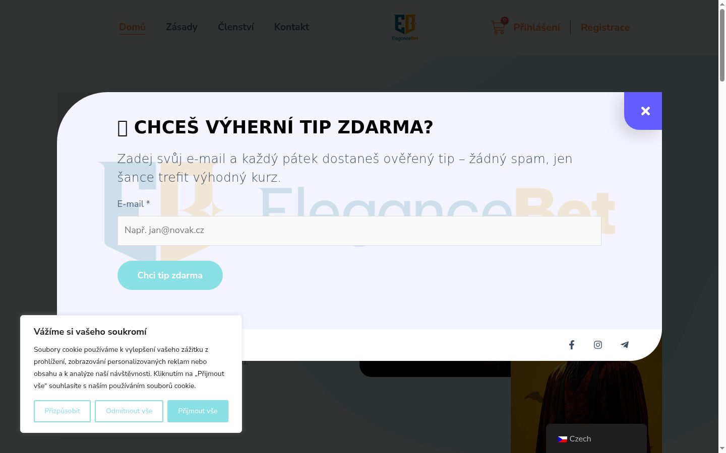 Snímek obrazovky baneru souhlasu zobrazeného před jakoukoli interakcí