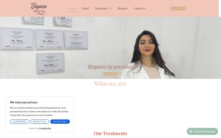 Screenshot of eleganzaaesthetics.co.uk