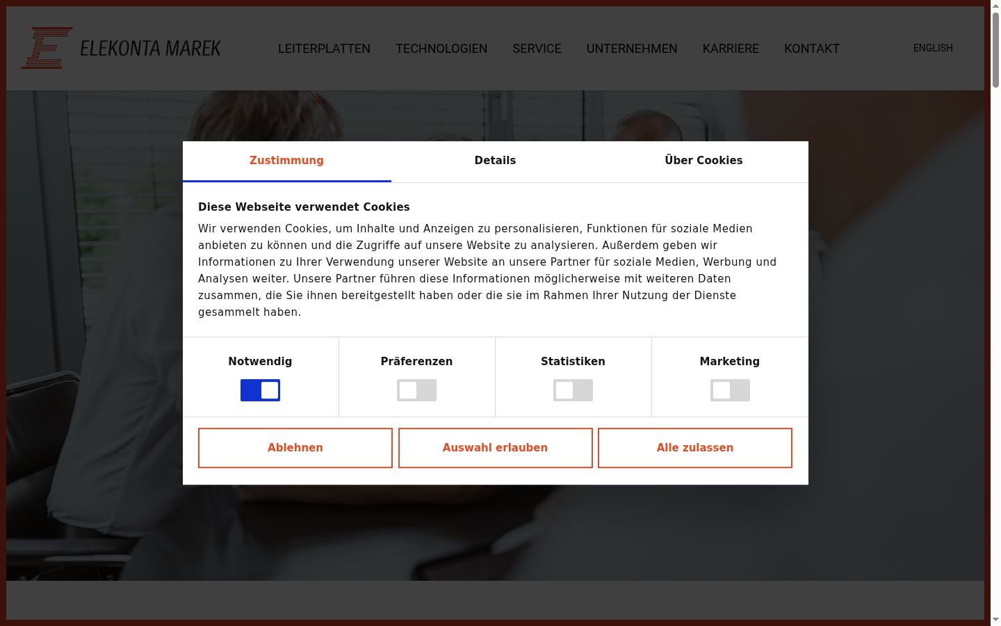 Captura de pantalla del banner de consentimiento mostrado antes de cualquier interacción