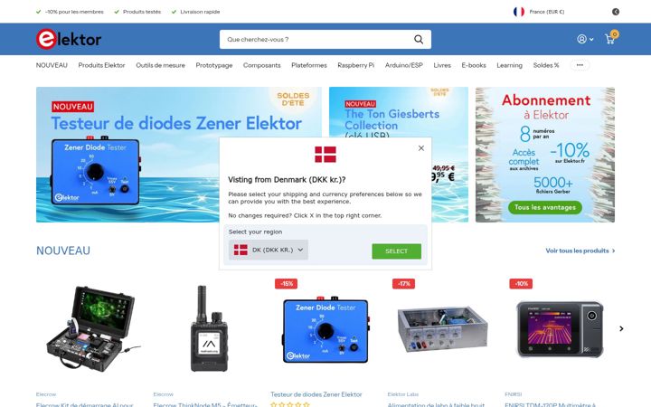 Screenshot stránky elektor.fr