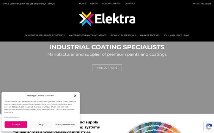 Ekrānuzņēmums no elektracoatings.co.uk