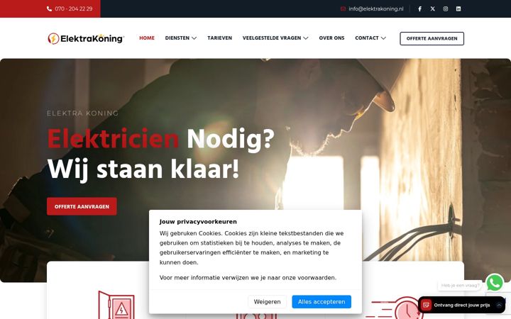Skærmbillede af elektrakoning.nl