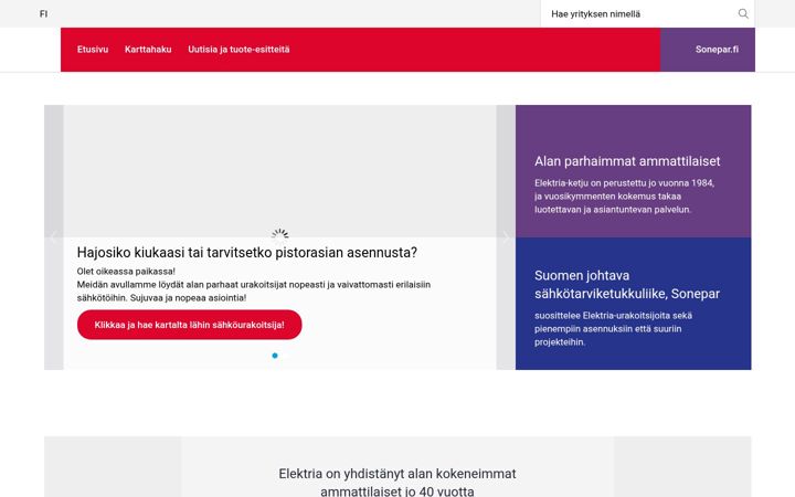 Screenshot di elektria.fi
