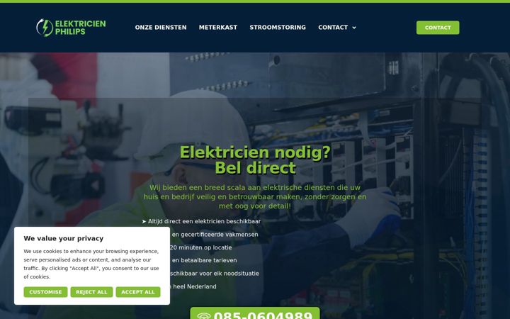 Skærmbillede af elektricienphilips.nl