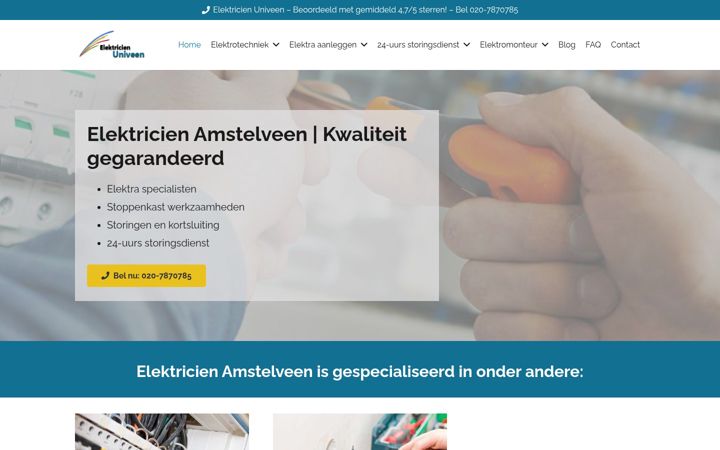 Skærmbillede af elektriciensamstelveen.nl