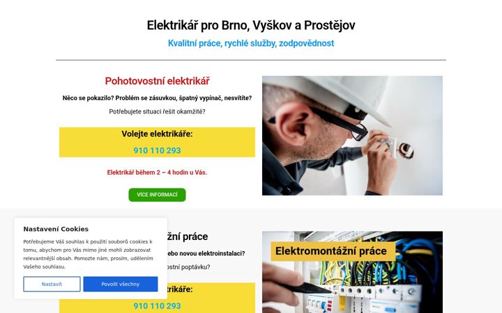Screenshot ta' elektrikar24.cz