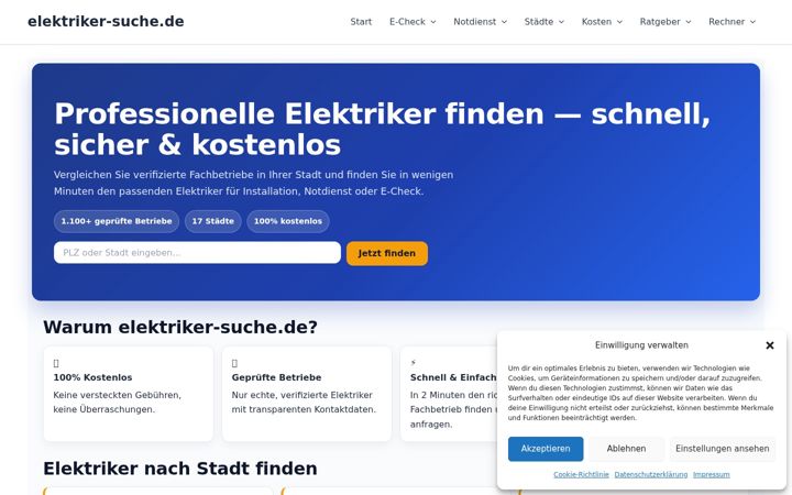 Screenshot di elektriker-suche.de