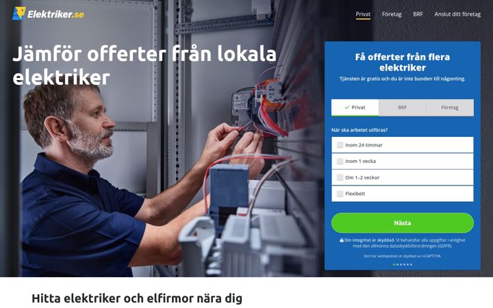 Snímek obrazovky elektriker.se
