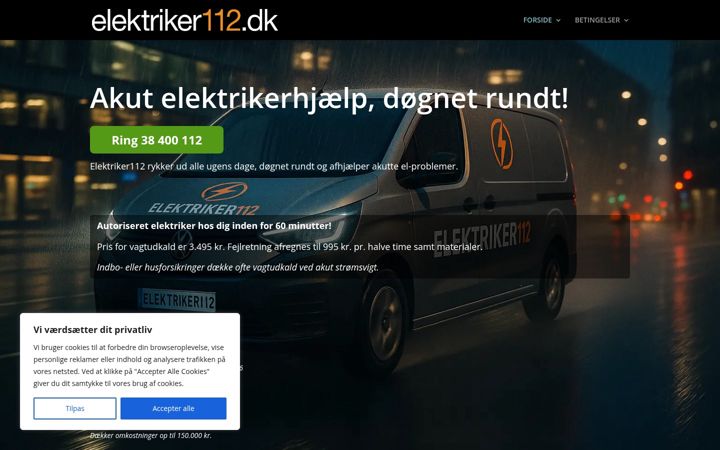 Ekrano kopija elektriker112.dk