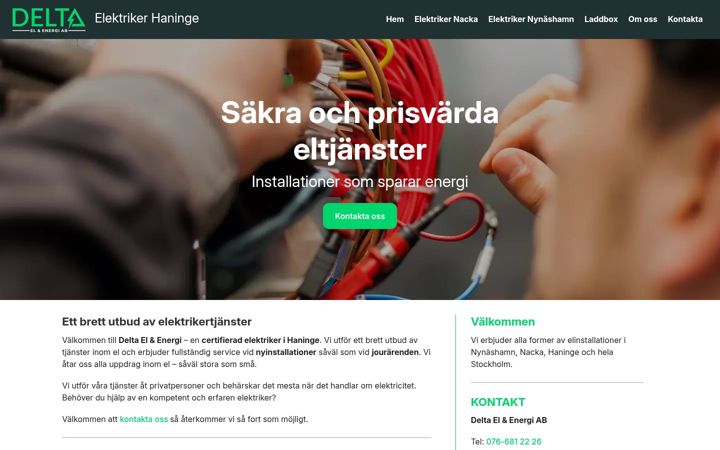 Screenshot of elektrikerhaninge.nu