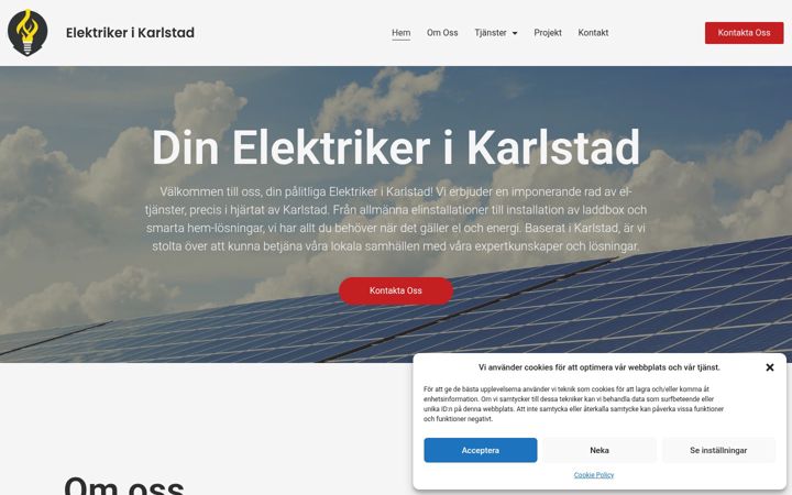 Snímek obrazovky elektrikernikarlstad.se
