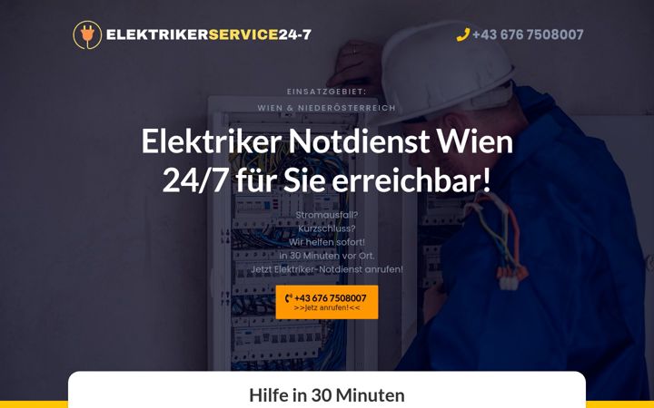 Zrzut ekranu elektrikerservice24-7.at