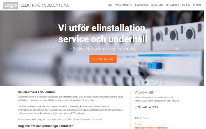 Screenshot of elektrikersollentuna.nu