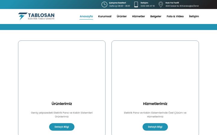 Screenshot of elektrikpanosuizmir.com