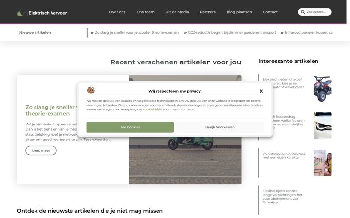 Skærmbillede af elektrisch-vervoer.nl