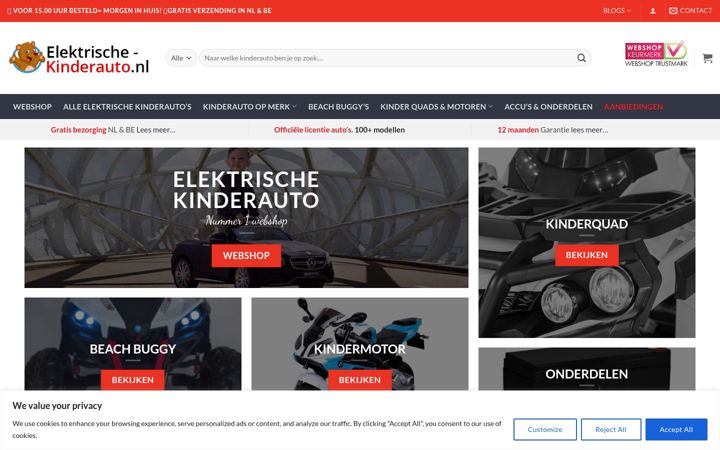 Ekrānuzņēmums no elektrische-kinderauto.nl