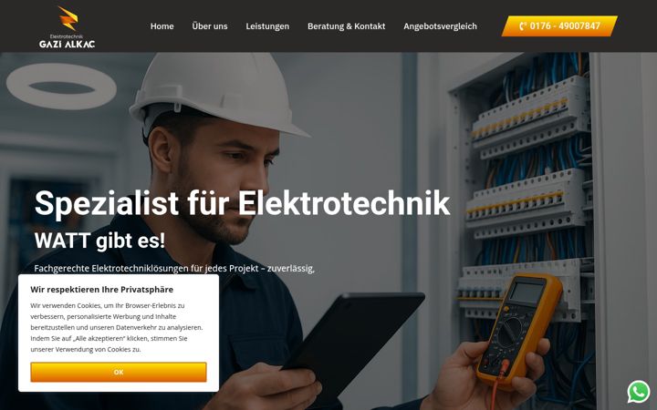 Skjámynd af elektro-alkac.de