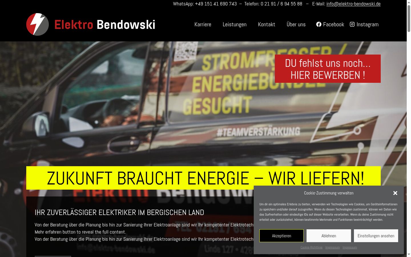 Screenshot des Einwilligungsbanners vor jeglicher Interaktion