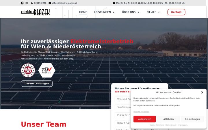 Zrzut ekranu elektro-blazek.at