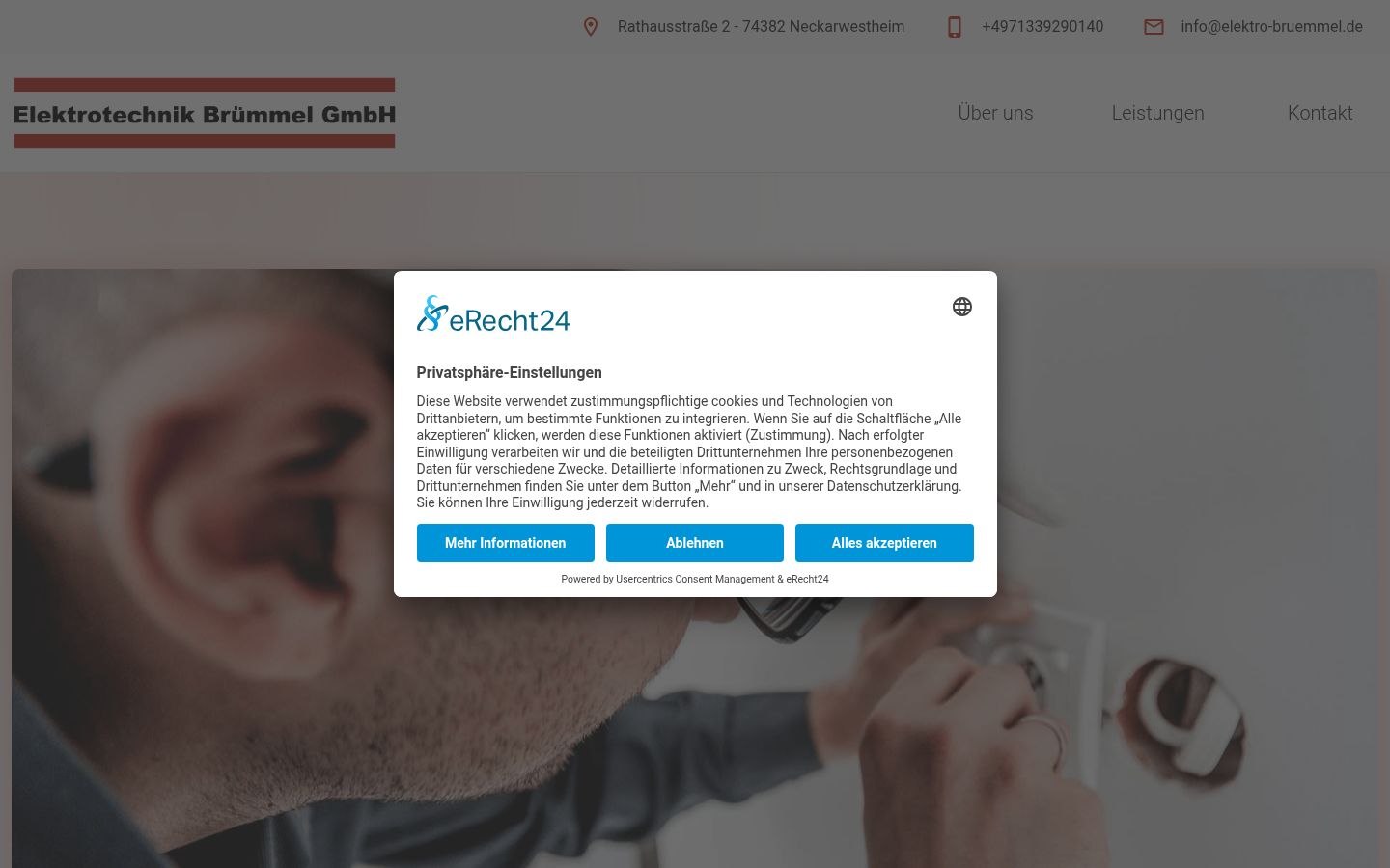 Captura de ecrã do banner de consentimento apresentado antes de qualquer interação