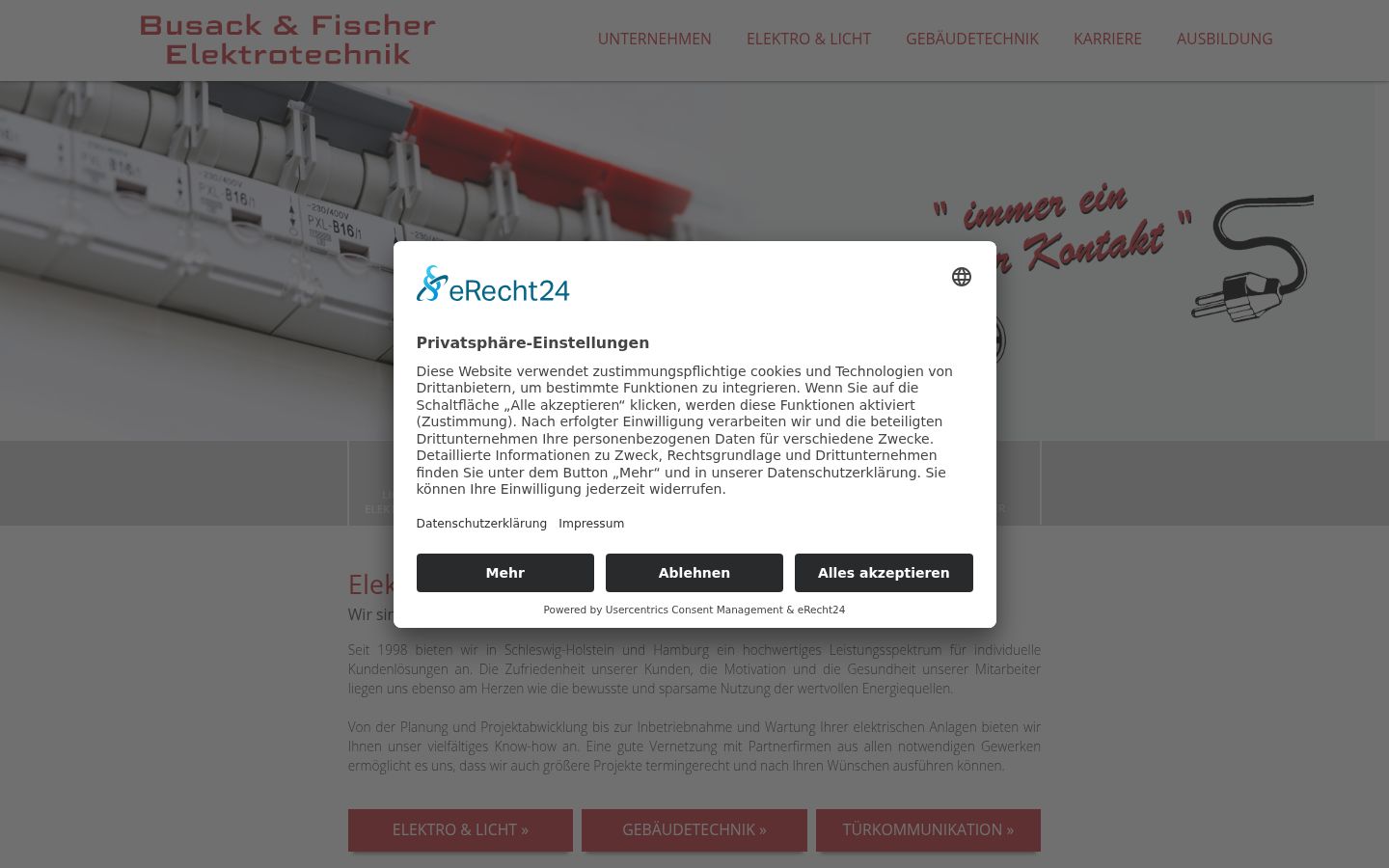 Screenshot des Einwilligungsbanners vor jeglicher Interaktion